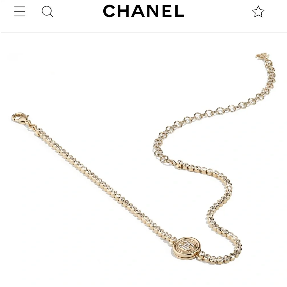 Auth Chanel CC Logo Crystal Choker w/ Gold Hdw - Kept Unused
